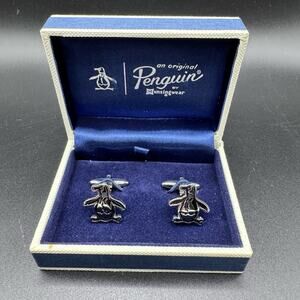 Original Penguin by Munsingwear CuffLinks Silver Tone In Original Box